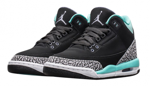 Air Jordan 3 GS Bleached Turquoise Black / Bleached Turquoise - Wolf Grey - Iron Purple 441140045