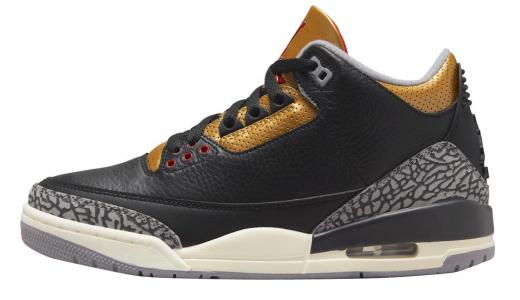 Air Jordan 3 WMNS Black Gold Black/Fire Red-Metallic Gold-Cement Grey CK9246-067