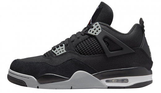 Air Jordan 4 Black Canvas Black/Light Steel Grey-White-Fire Red DH7138-006