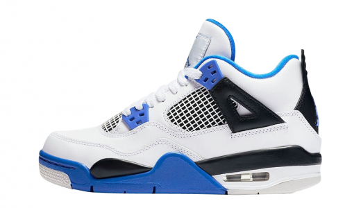 Air Jordan 4 GS Motorsport White/Game Royal-Black 408452-117