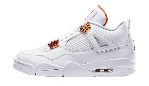 Air Jordan 4 Metallic Orange White/Team Orange-Metallic Silver CT8527-118