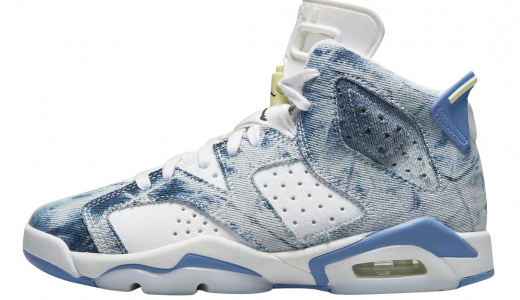 Air Jordan 6 GS Acid Wash Denim White/Dutch Blue-Citron-Black DM9045-100