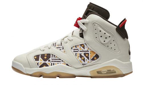 Air Jordan 6 GS Quai 54 Sail/Total Orange-Gum Light Brown-Baroque Brown CZ6506-100