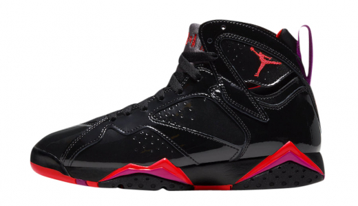 Air Jordan 7 WMNS Black Patent Leather Black/Orange-Pink 313358-006