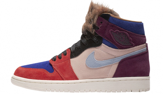 Aleali May x Air Jordan 1 WMNS Court Lux High Top OG Bordeaux/Sunset Tint-Rush Red-Light Armory Blue BV2613-600