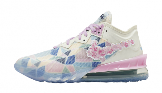 atmos x Nike LeBron 18 Low Cherry Blossom Pale Ivory/Light Arctic Pink-Leche Blue CV7564-101