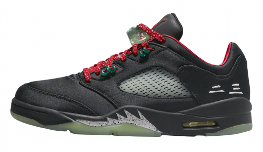 Clot x Air Jordan 5 Low Black/Classic Jade-Fire Red-Metallic Silver DM4640-036