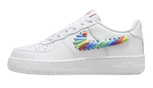 Nike Air Force 1 Low GS Rainbow Swoosh White/Multi-Color-Terra Blush-Vapor Green FQ4948-100