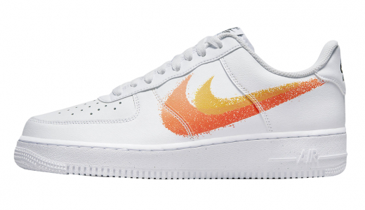 Nike Air Force 1 Low Spray Paint Swoosh White Orange White/Orange FJ4228-100