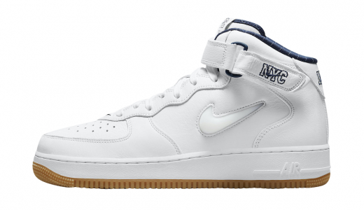 Nike Air Force 1 Mid NYC White White/Midnight Navy-Gum Yellow DH5622-100