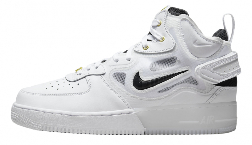 Nike Air Force 1 Mid React White Black White/Black-Yellow Ochre-Metallic Gold DQ7668-100