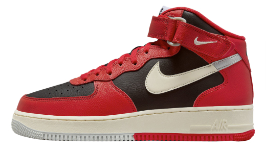 Nike Air Force 1 Mid Split Black Red Black/Coconut Milk-Light Silver-University Red-Black DZ2554-001