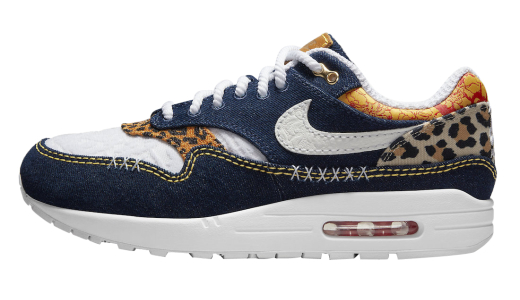 Nike Air Max 1 Washed Dark Blue Medium Blue/White-University Gold-Picante Red-Metallic Gold-Desert Ochre FJ4452-432