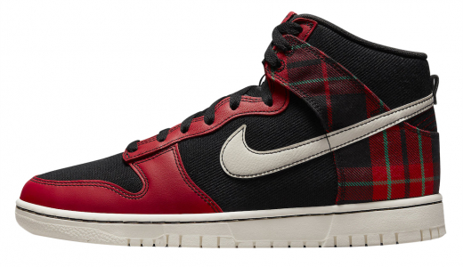 Nike Dunk High Plaid Red Black Black/Pale Ivory-University Red DV0826-001