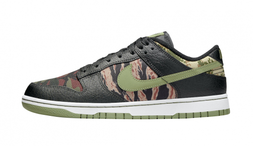 Nike Dunk Low Black Multi Camo Black/Oil Green-White-Total Orange DH0957-001