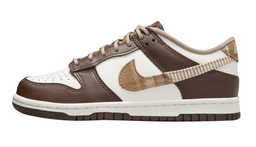 Nike Dunk Low GS Brown Plaid Sail/Multi-Color-Cacao Wow-Metallic Gold-Khaki FV3653-191