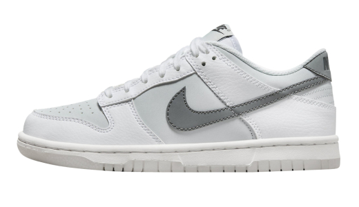 Nike Dunk Low GS Grey White Reflective Swoosh White/Pure Platinum-Football Grey-Smoke Grey FV0365-100