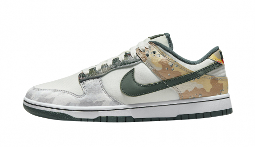 Nike Dunk Low Sail Multi Camo Sail/Vintage Green-Total Orange-White DH0957-100