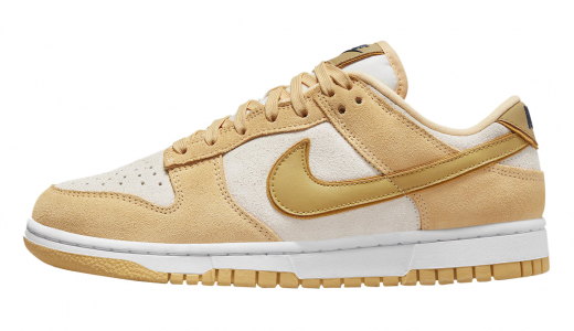 Nike Dunk Low WMNS Gold Suede Celestial Gold/Wheat Gold-Sail-Gold Suede-Midnight Navy-White DV7411-200