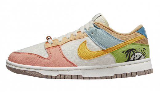 Nike Dunk Low WMNS Sun Club Sanded Gold Sail/Light Madder Root-Worn Blue-Sanded Gold DQ0265-100