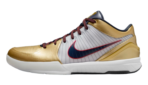 Nike Kobe 4 Protro Gold Medal White/Dark Obsidian-Varsity Red-Metallic Gold FQ3544-100