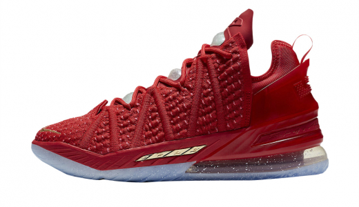 Nike LeBron 18 X-Mas in LA University Red/Hyper Punch-Metallic Gold-Lucky Green DB8148-601