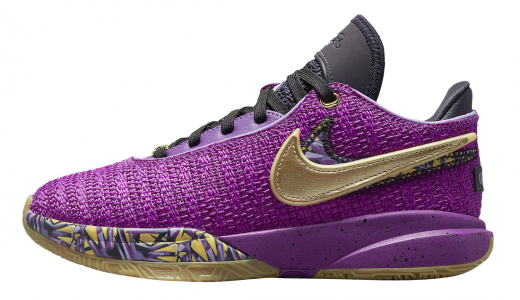 Nike LeBron 20 GS Vivid Purple Vivid Purple/Metallic Gold-Black-Cave Purple-Lilac-Solar Flare FD0207-500