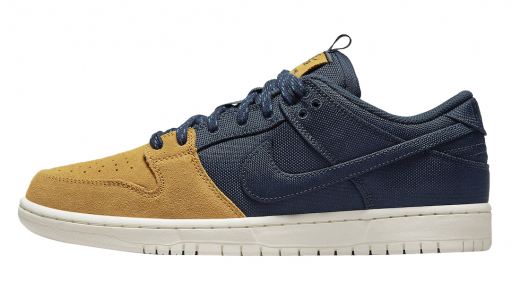 Nike SB Dunk Low Midnight Navy Desert Ochre Midnight Navy/Midnight Navy-Desert Ochre-Sail-Green Abyss-Black DX6775-400