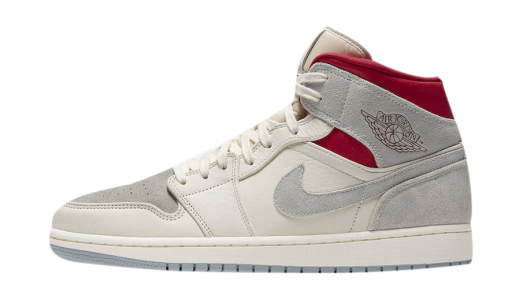 Sneakersnstuff x Air Jordan 1 Mid 20th Anniversary Sail/Wolf Grey-Gym Red-White CT3443-100