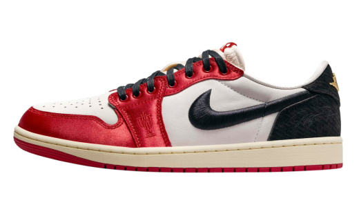 Trophy Room x Air Jordan 1 Low OG Rookie Card Away Sail/Black-Varsity Red-Muslin FN0432-100