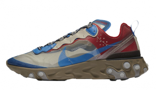 UNDERCOVER x Nike React Element 87 Signal Blue Light Beige Chalk/Signal Blue-University Red-Black-Classic Stone BQ2718-200